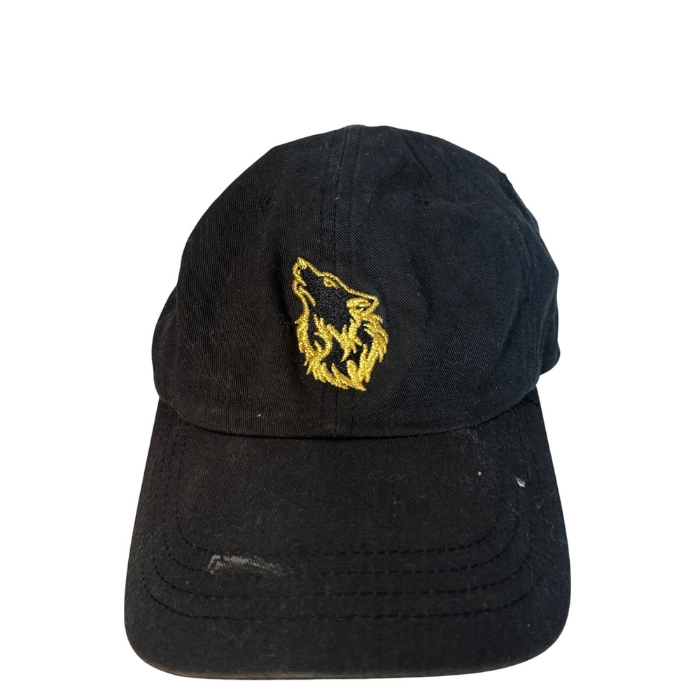 Yupoong Hat Mens OS Black W.O.L.F. Wolf Head Embroidered Strapback Baseball Cap